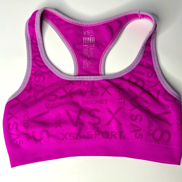 VSX Sexy Sport Victoria’s Secret‎ Pink | Lavender Trim Logo Racerback Cutout Bra - Picture 7 of 12